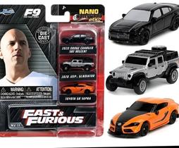 Miniatura c/ 3 Carros - Velozes e Furiosos Nano 1.65 IN Jada Miniatura c/ 3 Carros - Velozes e Furiosos Nano 1.65 IN Jada