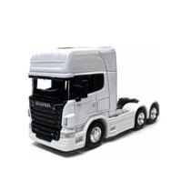 Miniatura Caminhão Cavalo Scania Trucado V8 R730 Welly 1/64 Metal e Fricção Branco