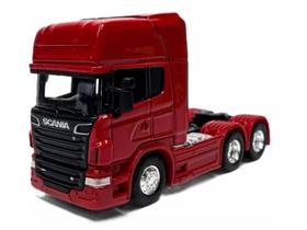 Miniatura Caminhão Cavalo Scania Trucado V8 R730 Welly 1/64 Metal e Fricção Vermelho