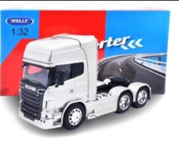 Miniatura Caminhão Cavalo Scania V8 R730 6x4 - Branco - 1:32 - Welly
