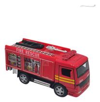 Miniatura Caminhão De Bombeiro Abre Porta Ferro Fricção Fire