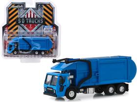 Miniatura Caminhão De Lixo Reciclagem Americano 1/64 Mack LR cor:azul