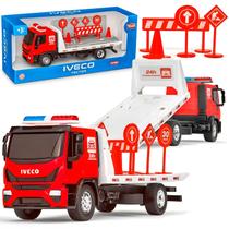 Miniatura Caminhão Iveco Tector Plataforma 28cm Realista Usual Brinquedos