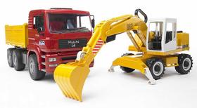 Miniatura Caminhão Man TGA +Escavadeira Liebherr Bruder 1/16