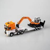 Miniatura caminhao prancha com escavadeira chb store colecionavel