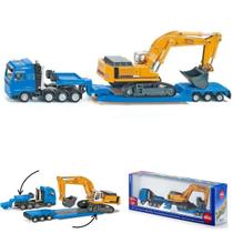 Miniatura Caminhão Prancha MAN com Escavadeira Liebherr 187 Metal Escala HO Construção Miniatura Caminhão Prancha MAN com Escavadeira Liebherr 187 Metal Escala HO Construção