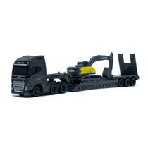 Miniatura Caminhão Prancha Volvo Fh16 750 C/ Escavadeira Volvo Ec220E Maisto 11681