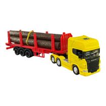 Miniatura Caminhão Scania Amarelo Madereiro Welly 1:64