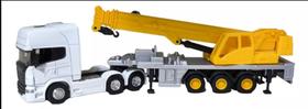 Miniatura Caminhão Scania V8 R730 Trucado 6X2 Guindaste Escala 1/64