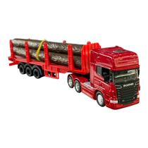 Miniatura Caminhão Scania Vermelho Madereiro Welly 1:64