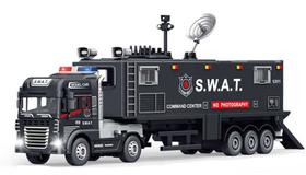 Miniatura Caminhão Trailer Luz e som Modelos Sortidos 1/43 Cor:Swat