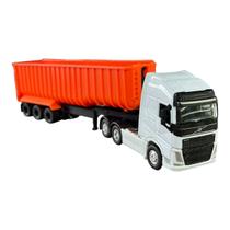 Miniatura Caminhão Volvo Branco Caçamba Welly 1:64 Miniatura Caminhão Volvo Branco Caçamba Welly 1:64