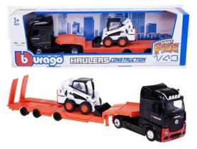 Miniatura Caminhão Volvo FH16 Prancha C/ Escavadeira Volvo EC-220 - Haulers Construction - Street Fire - 1:43 - Burago