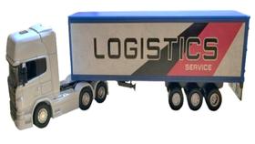 miniatura carreta baú/container azul Scania R 730 6x4
