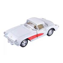 Miniatura Carrinho Corvette 1957 Kinsmart 1/32 Metal e Fricção Branco