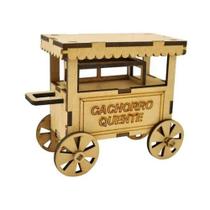 Miniatura Carrinho de Cachorro Quente para Boneca 9,5x5x9 Laser Mdf Madeira