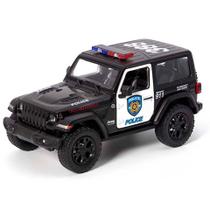 Miniatura Carrinho de Ferro Jeep Wrangler Policia Preto 1/34 - kinsmart
