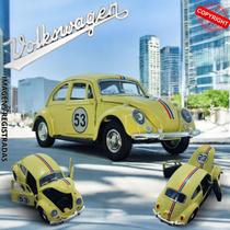 Miniatura Carrinho Fusca 67 em Metal com Fricção Herbie Bege Premium