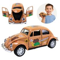 Miniatura Carrinho Fusca Capivara 1:32 Metal com Fricção e Portas Articuladas