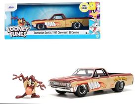 Miniatura Carro Chevrolet El Camino (1970) - Looney Tunes c/ Figura Tazmania - 1:24 - Jada Toys