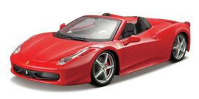 Miniatura Carro Ferrari 458 Spider Vermelho - 1:24 - Bburago Race & Play (18-26017)