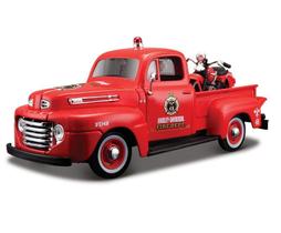 Miniatura - Carro - Ford F-1 Pick Up 1948 E El Knucklehead 1936 - 1:24 - Maisto Design - Vermelho