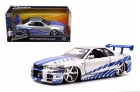Miniatura Carro Nissan Skyline GT-R (R34) - Prata - Velozes e Furiosos 5 - 1:24 - Jada Toys