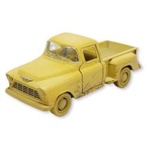 Miniatura Chevy Stepside 1955 Kinsmart 1/32 Metal e Fricção Aspecto Suja Bege