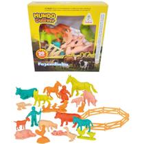 Miniatura Colecionável Fazendinha com 20 Figuras e Cercas Miniatura Colecionável Fazendinha com 20 Figuras e Cercas