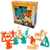 Miniatura Colecionável Forte Apache Acampamento com 15 índios