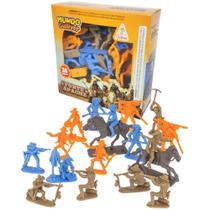 Miniatura Colecionável Forte Apache Cowboy com 24 Figuras e 2 Cavalos