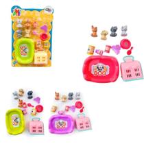 Miniatura Colecionável KIT Mini PET Hora do Passeio com Acessórios Sortidos 12 Peças