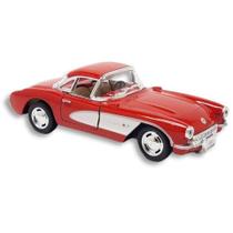 Miniatura Corvette 1957 Kinsmart 1/32 Metal e Fricção Vermelho