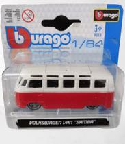 Miniatura De Carro Colecionável 1/64 Vw Van Samba Vm Bburago 59036 Miniatura De Carro Colecionável 1/64 Vw Van Samba Vm Bburago 59036