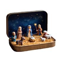 Miniatura De Presépio De Natal Para Decoração De Mesa, Pote De Presente Para Sala De Estar E Quarto Miniatura De Presépio De Natal Para Decoração De Mesa, Pote De Presente Para Sala De Estar E Quarto