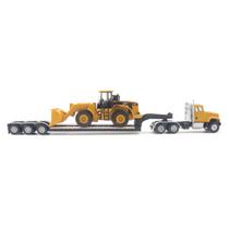 Miniatura de Trator Cat CT681 Day Cab com Caminhão Prancha e Carregadeira 950G - Escala 1:87