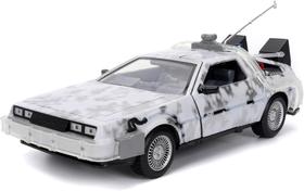Miniatura De Volta Para o Futuro DeLorean Time Machine Frost Version com Luz 1:24 Jada