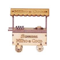 Miniatura em Mdf Carrinho de Milho e Coco em Mdf Woodplan 10 X 9 X 5 Cm - M1042
