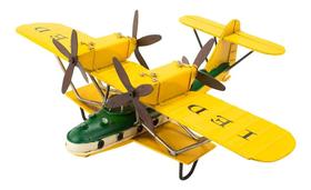 Miniatura Enfeite Avião Amarelo Hélice Estilo Retrô Vintage