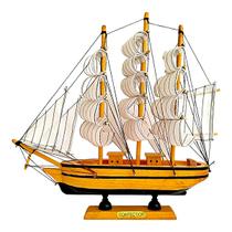 Miniatura Enfeite Decoração Barco Navio Veleiro Madeira 30cm