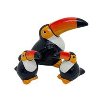 Miniatura Estátua Trio Familia Tucano Enfeite Cerâmica Casa Miniatura Estátua Trio Familia Tucano Enfeite Cerâmica Casa