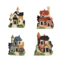 Miniatura Fairy Garden Stone House, Resin Village, Kits Figurines, 4pcs