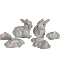 Miniatura família de Coelhos Decoração e Enfeite Terrário de Porcelana Miniatura família de Coelhos Decoração e Enfeite Terrário de Porcelana