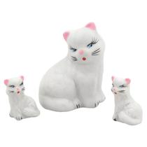 Miniatura Familia De Gato Sentado 3 Peças