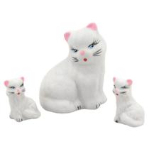 Miniatura Familia De Gato Sentado 3 Peças - Hp Decor