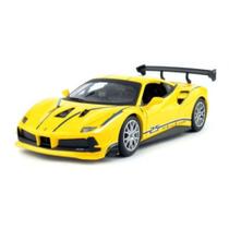 Miniatura Ferrari 488 Challenge Racing Amarelo Bburago 1/24 Miniatura Ferrari 488 Challenge Racing Amarelo Bburago 1/24
