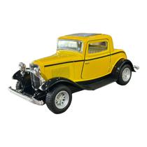 Miniatura Ford 3 Window Coupe 1932 Amarelo Metal 1:34