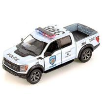 Miniatura Ford F-150 Raptor 2022 Kinsmart 1:46 Metal e Fricção Police Prata