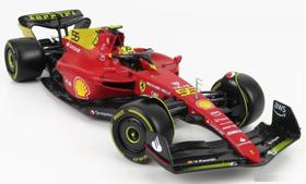 Miniatura Formula 1 Escuderia Ferrari 2022 Aniversário 75 Anos 55 Carlos Sainz - Bburago - Esc 1/24