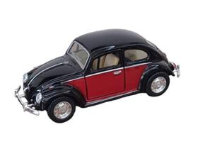 Miniatura Fusca 1967 Kinsmart 1/32 Metal e Fricção Preto/Vermelho